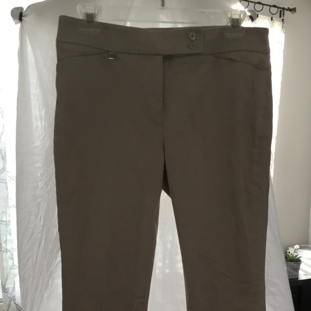 WHBM Sleek Boot Legacy cut flat front tan pants